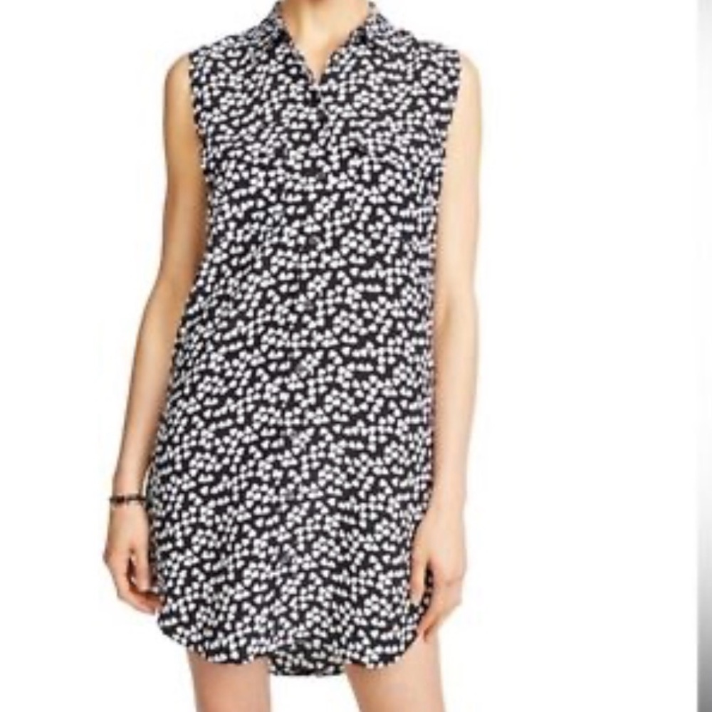 Equipment Endless Heart Pattern Mini Dress in Black and White
